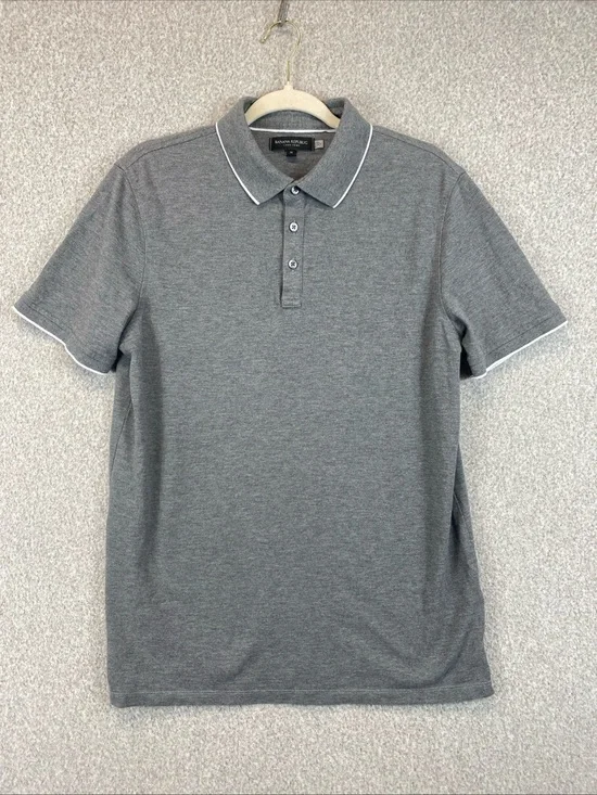 Banana Republic Men’s Medium Core Temp Polo Gray Preppy Basics Golf