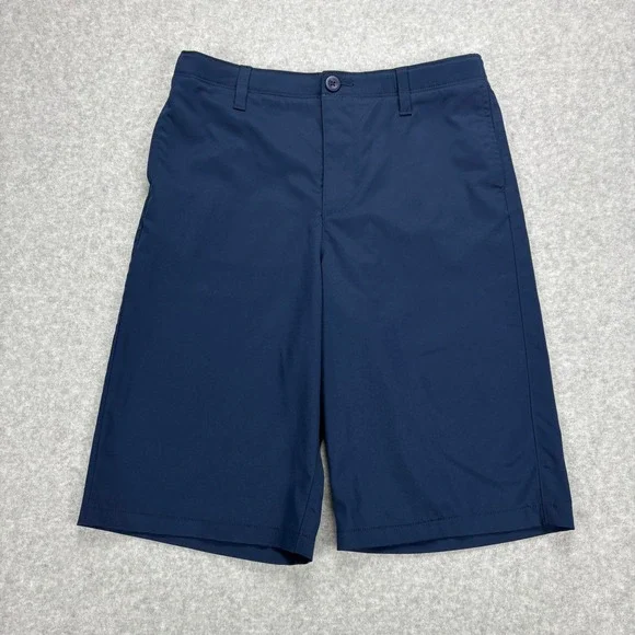 Under Armour Golf Shorts Boys 18 Navy Blue HeatGear Performance Activewear Wicks