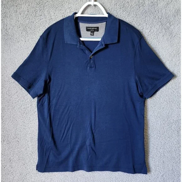 Banana Republic Navy‎ Blue Dress Polo Shirt Size Large 100% Cotton