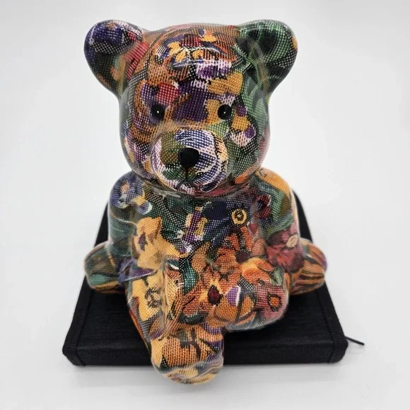 Vtg Patchwork Joan Baker Shelf Sitting Bear Cottagecore Cute