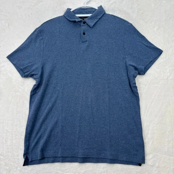 Banana Republic Polo Shirt Mens Large Blue Heathered Cotton Short Sleeve Logo