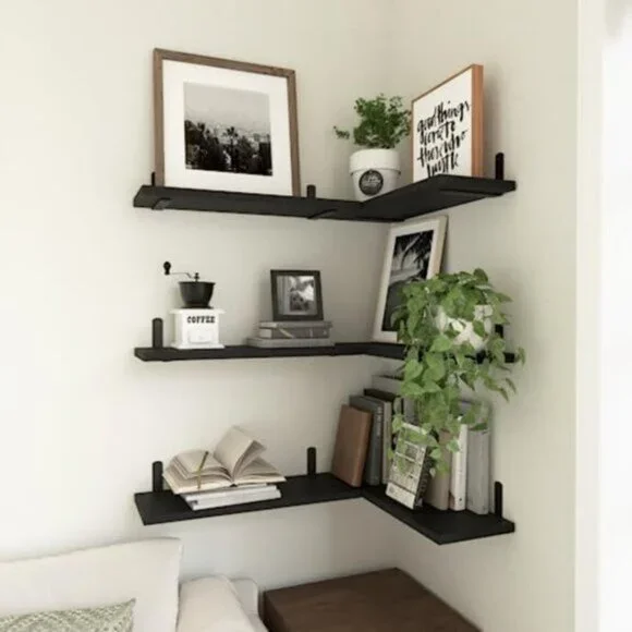 New Set of 6 Rustic Wood Floating Wall Shelves for Home Decoration