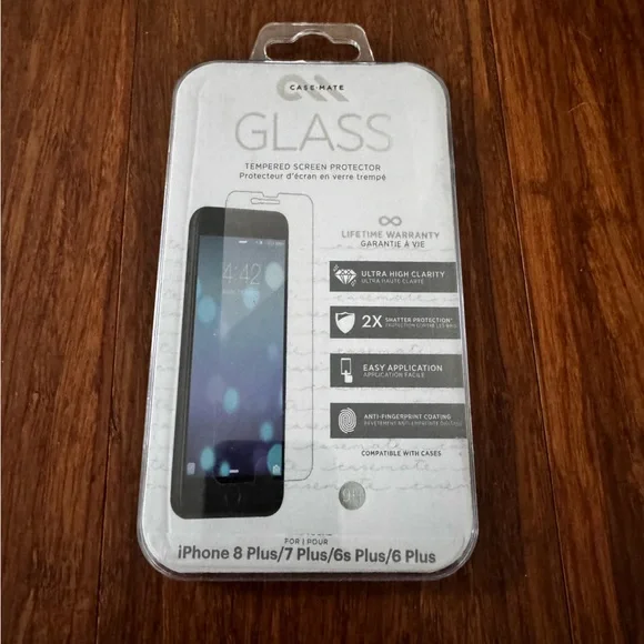 NWT Apple iPhone 8/7/6 Plus Tempered Glass Screen Protector Case-Mate Safety Kit