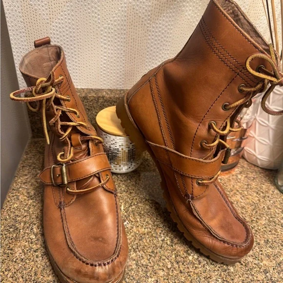Polo Ralph Lauren Ranger Brown‎ Leather Classic Mens Boots 9 D