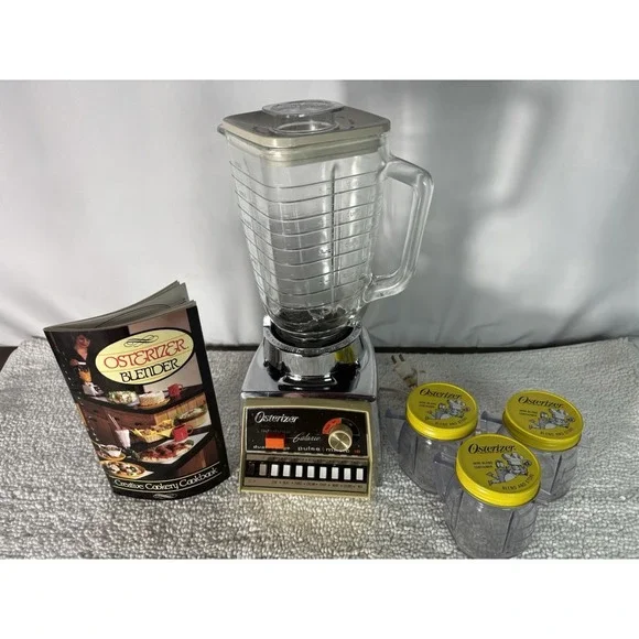 VTG Oster Galaxie Pulse-Matic 16 Blender, 3 Mini-Blend Containers TESTED WORKS