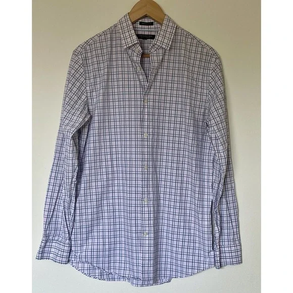Banana Republic Mens Plaid Grant Slim Fit Shirt Size M Career Work Metting Fun