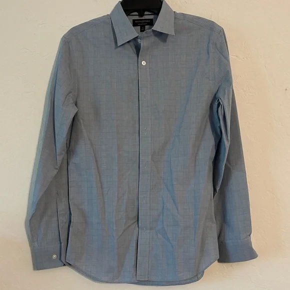 Banana Republic Slim Fit Dress Shirt – Men’s‎ S, Blue Check, Non-Iron
