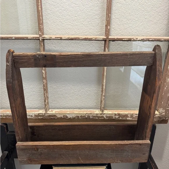 Rustic Brown Wooden Wall Shelf Carrier