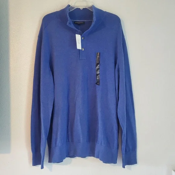 Banana Republic Sweater Mens 2XL Blue Pullover Long Sleeve‎ Cotton Shirt Casual
