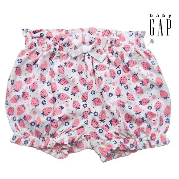 Baby Gap Pull-on Shorts Pink and White 100% Organic Cotton Size 6 - 12 Months