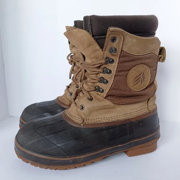 🖤 LaCrosse Leather Winter Rubber Duck Boots Thinsulate Mens 12 Brown Lined Snow