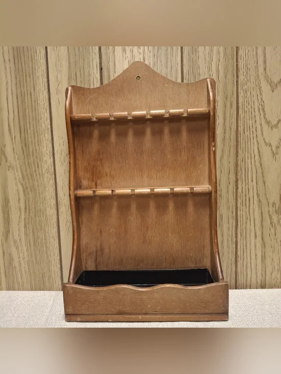Vintage Solid Wood 12 Spoon Display & Mail Holder Rustic Decor 11