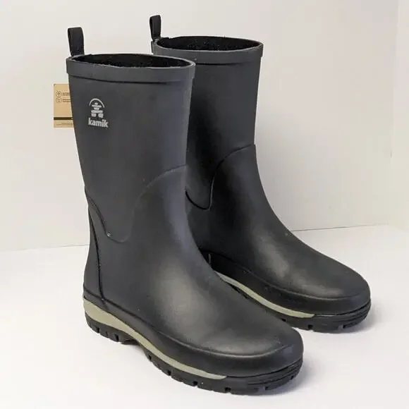 Kamik Lars Waterproof Rain Boots, Black, Men's 8 M