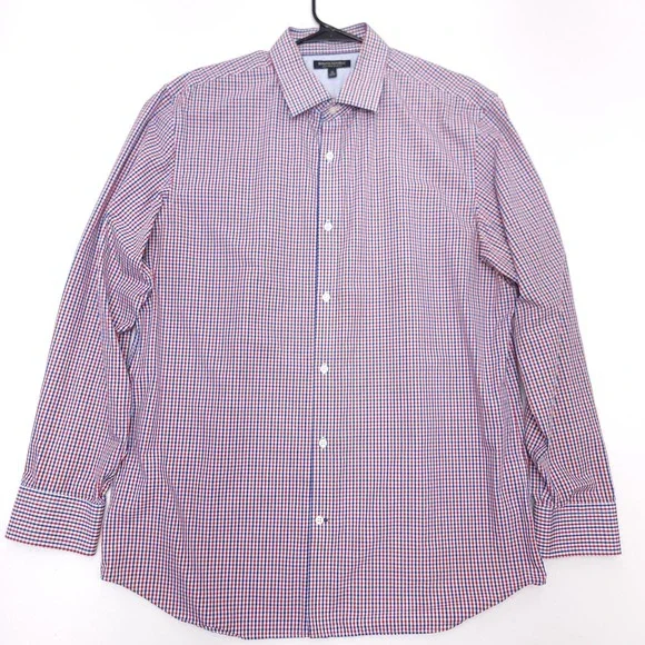 Banana Republic Slim Fit Non Iron Button Down Shirt Mens XL Plaid Red White Blue