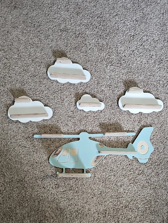 Tonie Shelf - Wooden Light Blue Helicopter with Clouds