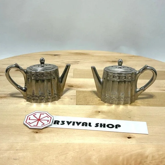 Vtg Godinger Silver Art Co. Silver-Plated‎ Salt/Pepper Miniature teapot Shaker