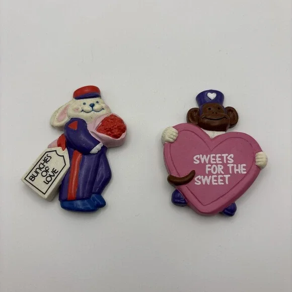 Vtg Avon Refrigerator Magnets Bunches Of Love‎ Sweets For The Sweet Bunny Monkey