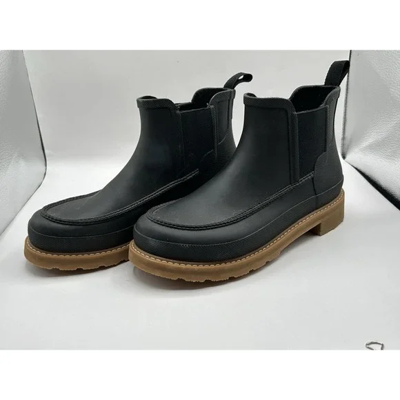 Hunter Men's Low Top Rain Boot Black Chelsea Style Size 8