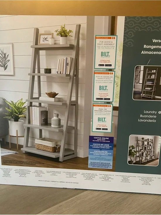 Neutral Gray Ladder Wall Display Shelf - Home Collection