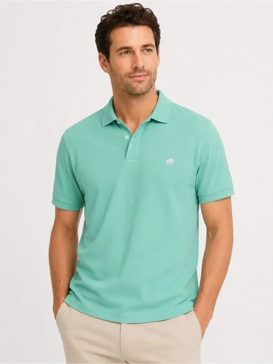 Banana Republic Green Polo Shirt Men’s Small Cotton Stretch Elephant Logo Casual