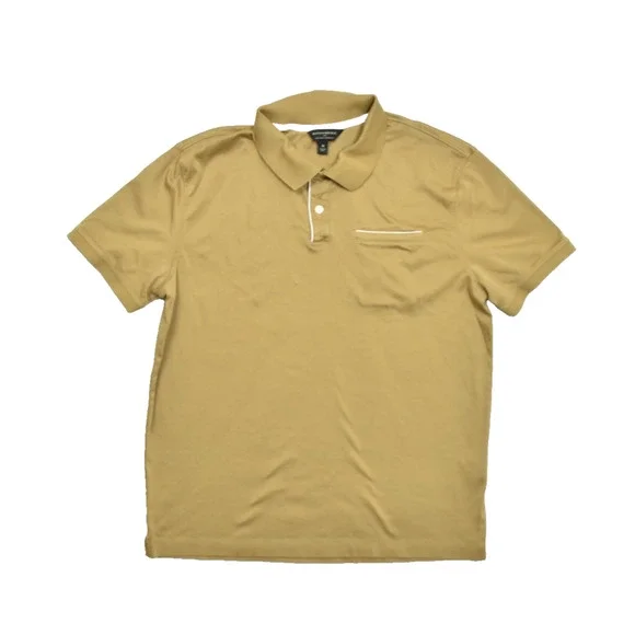 Banana Republic Luxe Touch Performance Polo Shirt Men's Size Medium M Gold Tan