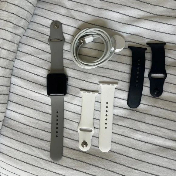 Apple Watch Series 3 with GPS Gray, White, and Black Sport Bands 38MM