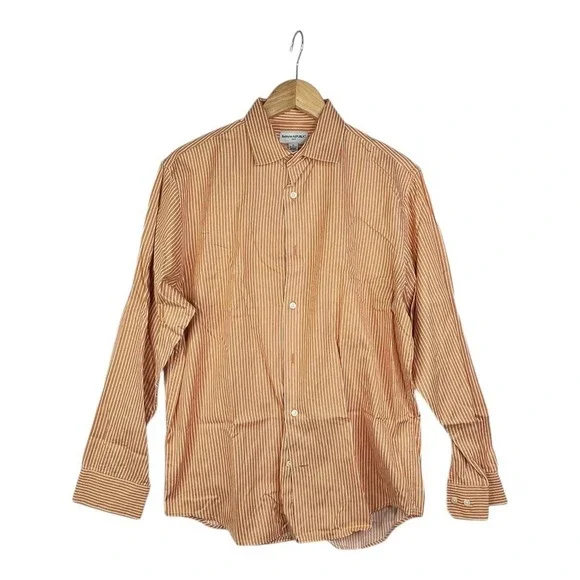 Banana Republic Men's Button Down Shirt Orange Striped‎ Size Medium 15-15.5