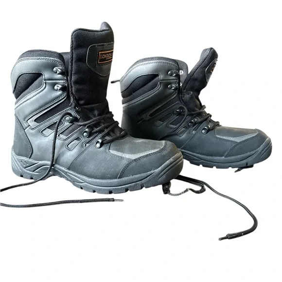 London Fog Men's Black + Gray Boots, size 10