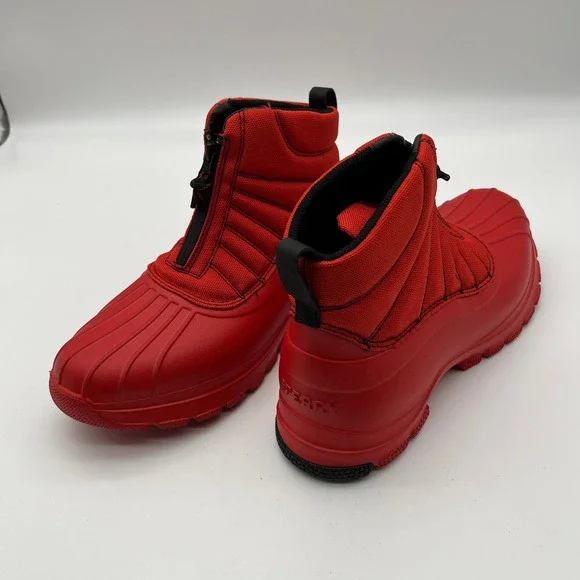 Sperry Top-Sider Mens Red Maritime Repel Front Zip Duck Boots STS23512‎ Size 9