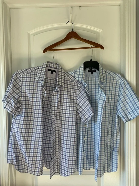 Banana Republic Preppy Men's Slim Fit Short-Sleeve Plaid Button-Down Shirts