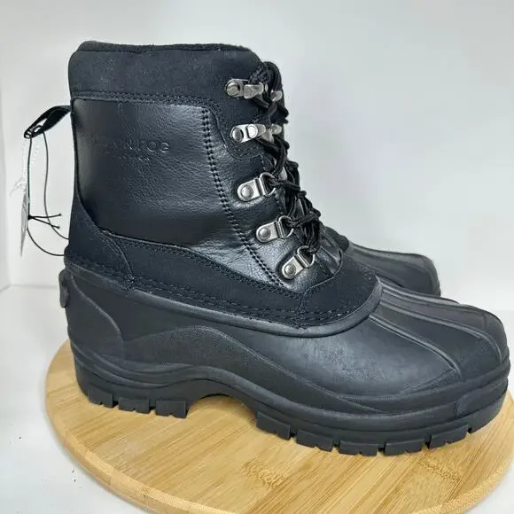 London Fog Jayson Duck Boots Black Lace Up Snow Waterproof Insulated Men Sz 10