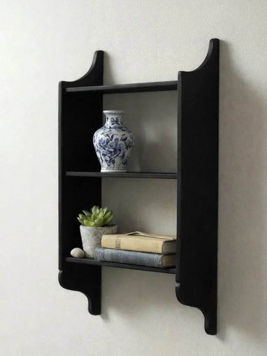 Black vintage Wall Shelf for Home Decor - vintage Floating Display