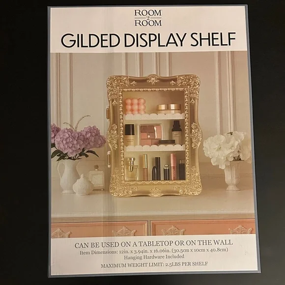 New Viral Gold Gilded Display Shelf cabinet wit canbe mounted or sat on counter