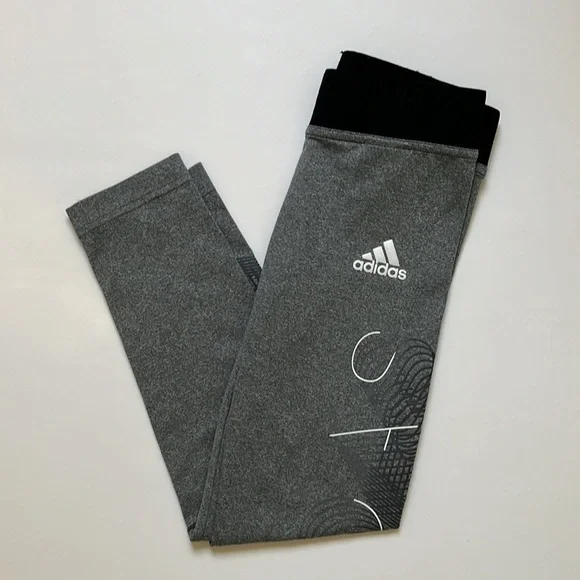 Adidas Size 7 8 Dark Gray Athletic Leggings Sports Athleisure Exercise Pants