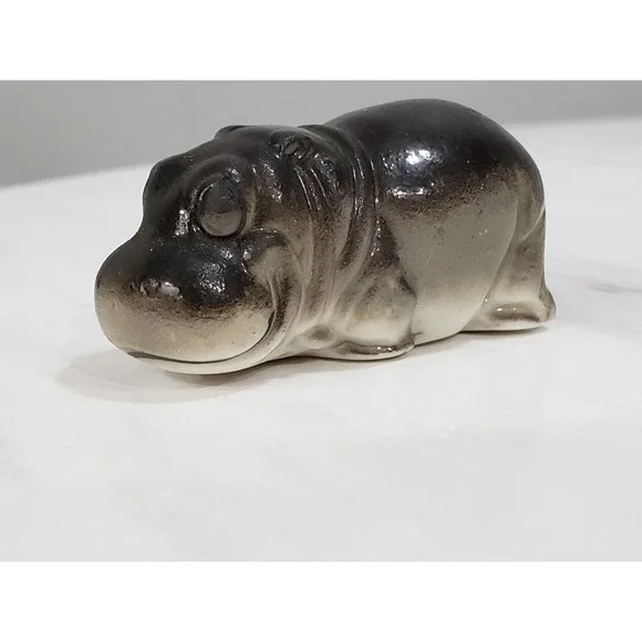 Vintage Miniature Baby Hippo Hippopotamus Ceramic Trinket‎ Mini Decor House