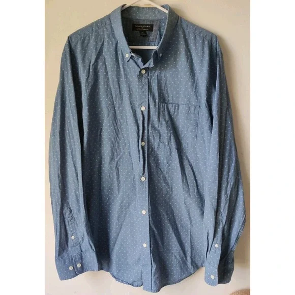 Banana Republic Men's Soft Wash Standard Fit 100% Cotton Blue‎ Pattern Size XL