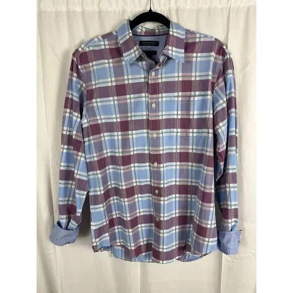 Banana Republic‎ Mens Shirt Medium Plaid Camden Fit Long Sleeve Button Up