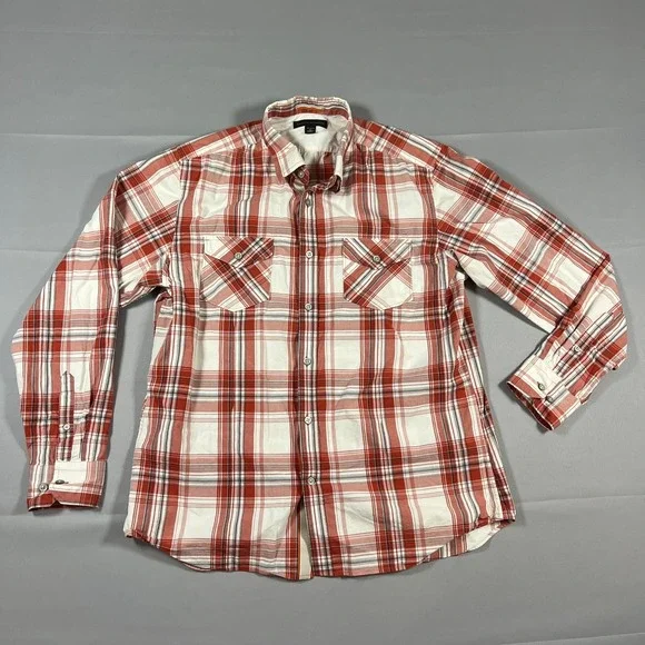 Banana Republic Western Flannel Shirt Mens M Multicolor Plaid Cotton Button Up