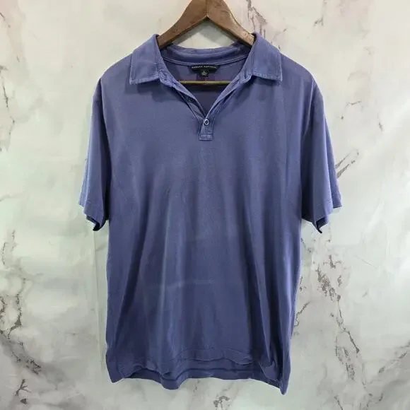Banana Republic Shirt Mens Large Polo Purple Cotton Short Sleeve Tee Flaw