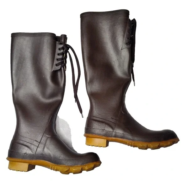 VTG Cabelas Men‎ Size 7 Steel Shank Waterproof Rain Brown Boots Made In USA