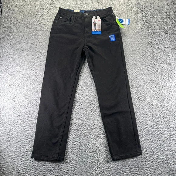 Levi's 502 Jeans Boys 12 Husky Black Cotton Denim Tapered Leg Stretch