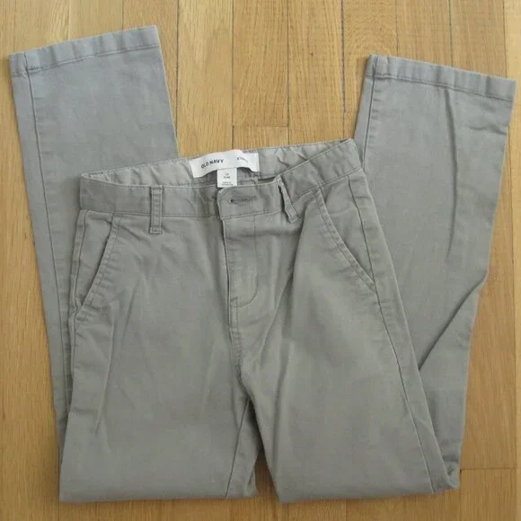 Old Navy Straight Boys Pants Size 10 Slim Grey Chino Uniform Cotton Blend