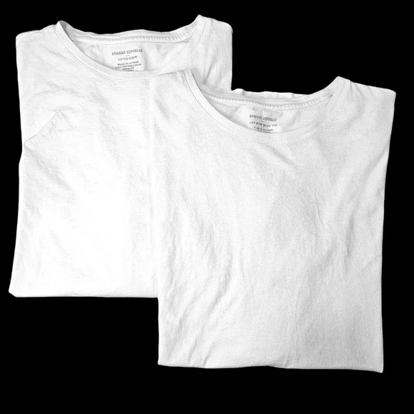 2 Pack Banana Republic XL White Premium Wash Crew Neck Short Sleeve Tee‎