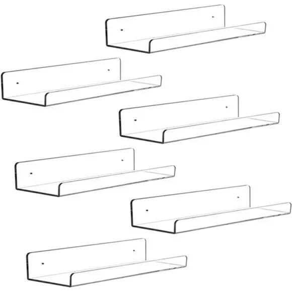 15 inch Acrylic Invisible Floating Bookshelf for Kids Room, Modern Picture Ledge