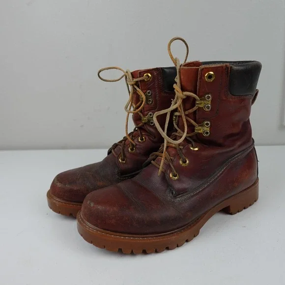 Vintage Herman Survivors Boots Mens Size 6 Brown Leather Waterproof Vibram