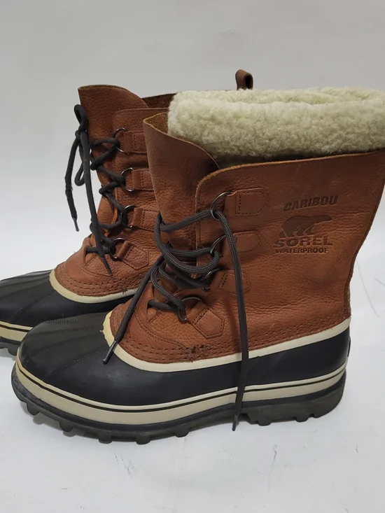 Sorel Brown, Black & Cream Caribou Men's Waterproof Winter Boots W/Liners Men 10
