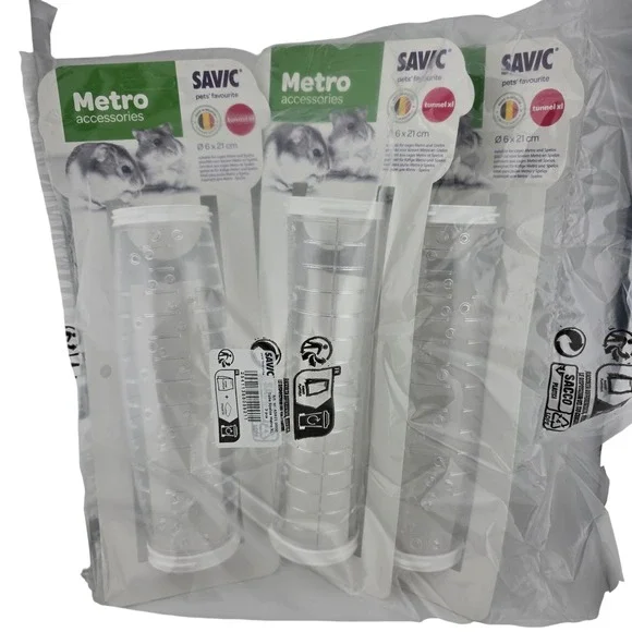 Savic Metro XL Tunnel 3-Pack Hamster Spelos Cage Accessory 6x21cm Clear NEW