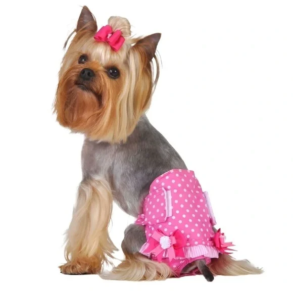 Max's Closet Pink Polka Dot Dog Diaper Girl Medium NWT