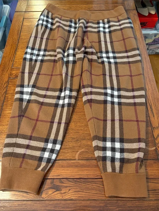 Genuine Burberry Nova Check Cashmere Sweatpants Size XXL