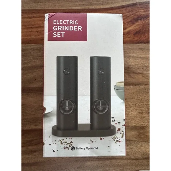 Electric‎ Salt and Pepper Grinder Set Battery Operated Automatic Mill Black